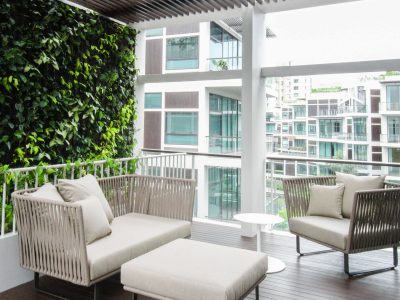 balcony green wall